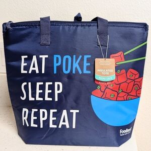 Foodland Hawaii Poke-Eat,Sleep Repeat Insulated Cooler Tote Bag